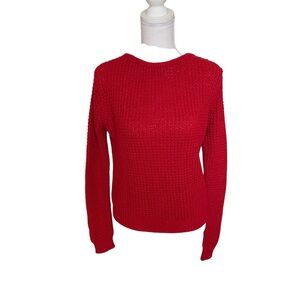 Fashion Nova Knit Sweater Red Women's Large Cross Back Cutout Long Sleeve Top